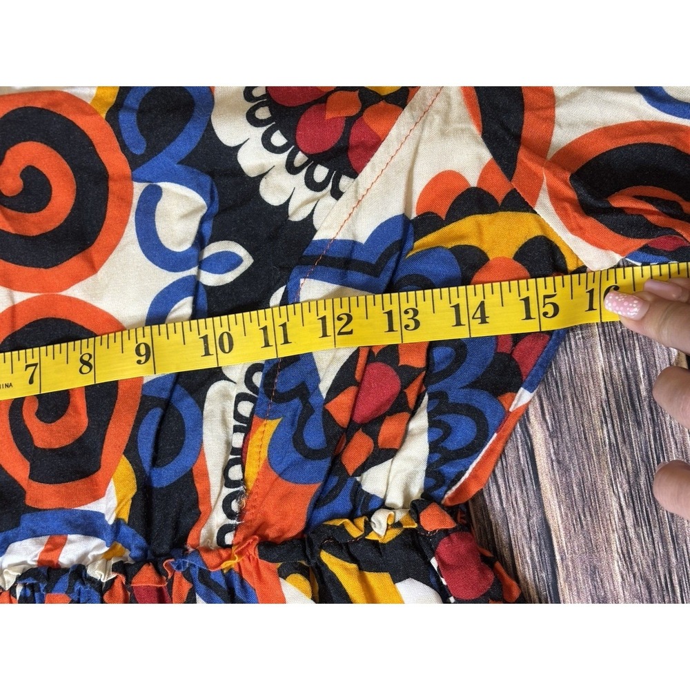 Pitanga Dress Womens M Multicolor Tiered Mini Long Sleeve Boho Chic Casual - Picture 7 of 16